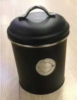 Merkloos Zwarte Koektrommel/voorraadblik 18 Cm - Koekjes/koek Bewaren - Voorraadblikken/koekblikken/koektrommels