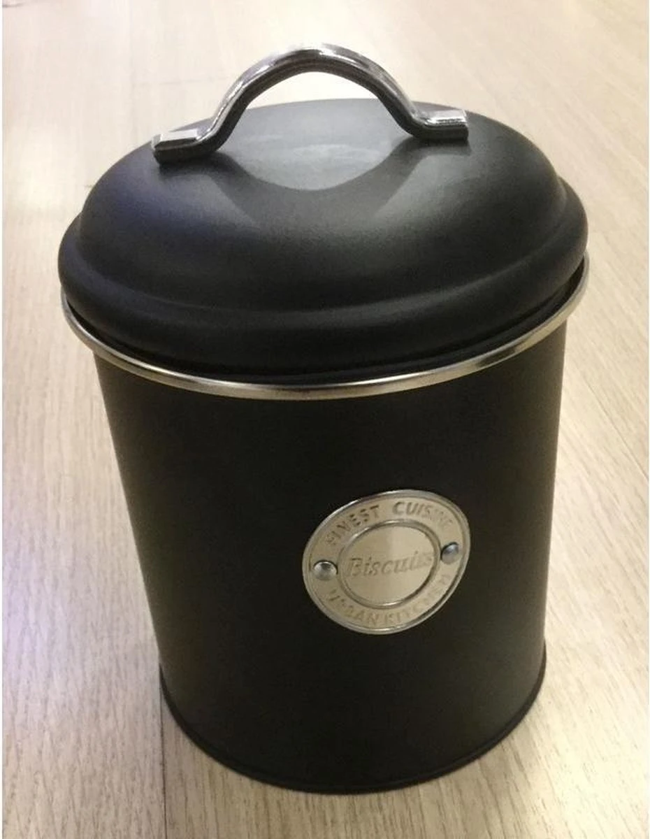 Merkloos Zwarte Koektrommel/voorraadblik 18 Cm - Koekjes/koek Bewaren - Voorraadblikken/koekblikken/koektrommels 1 Merkloos Zwarte Koektrommel/voorraadblik 18 Cm - Koekjes/koek Bewaren - Voorraadblikken/koekblikken/koektrommels