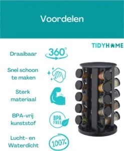 TidyHome Kruidenrek Draaibaar - Kruidenpotjes - Kruiden Carrousel - 20 Kruidenpotjes - Zwart - RVS - Draaibaar - Aanrecht Organizer - Inclusief Labels, Pen En Trechter - Keuken Organizer 13 TidyHome Kruidenrek Draaibaar - Kruidenpotjes - Kruiden Carrousel - 20 Kruidenpotjes - Zwart - RVS - Draaibaar - Aanrecht Organizer - Inclusief Labels, Pen En Trechter - Keuken Organizer -Mepal Promos Winkel 986x1200