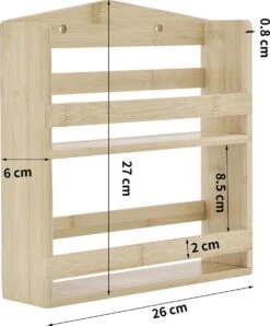 ACAZA Ophangbaar Kruidenrek Met 10 Glazen Kruidenpotjes, Spice Rack, Keuken Rek, Kruiden Organizer Voor Specerijen, Peper, Zout, 26 Cm Breed, Bamboe 7 ACAZA Ophangbaar Kruidenrek Met 10 Glazen Kruidenpotjes, Spice Rack, Keuken Rek, Kruiden Organizer Voor Specerijen, Peper, Zout, 26 Cm Breed, Bamboe -Mepal Promos Winkel 995x1200
